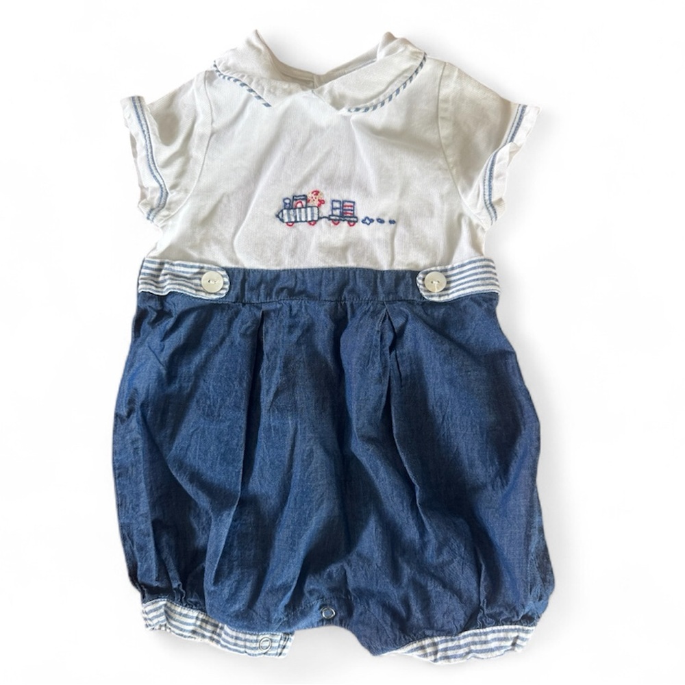 VTG baby bodysuit train size 18 months Preppy old money boy 90s Y2K